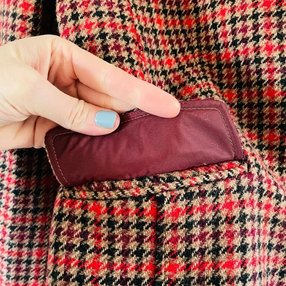Talbots Petite Herringbone Plaid Velvet Collar Blazer - Picture 9 of 15